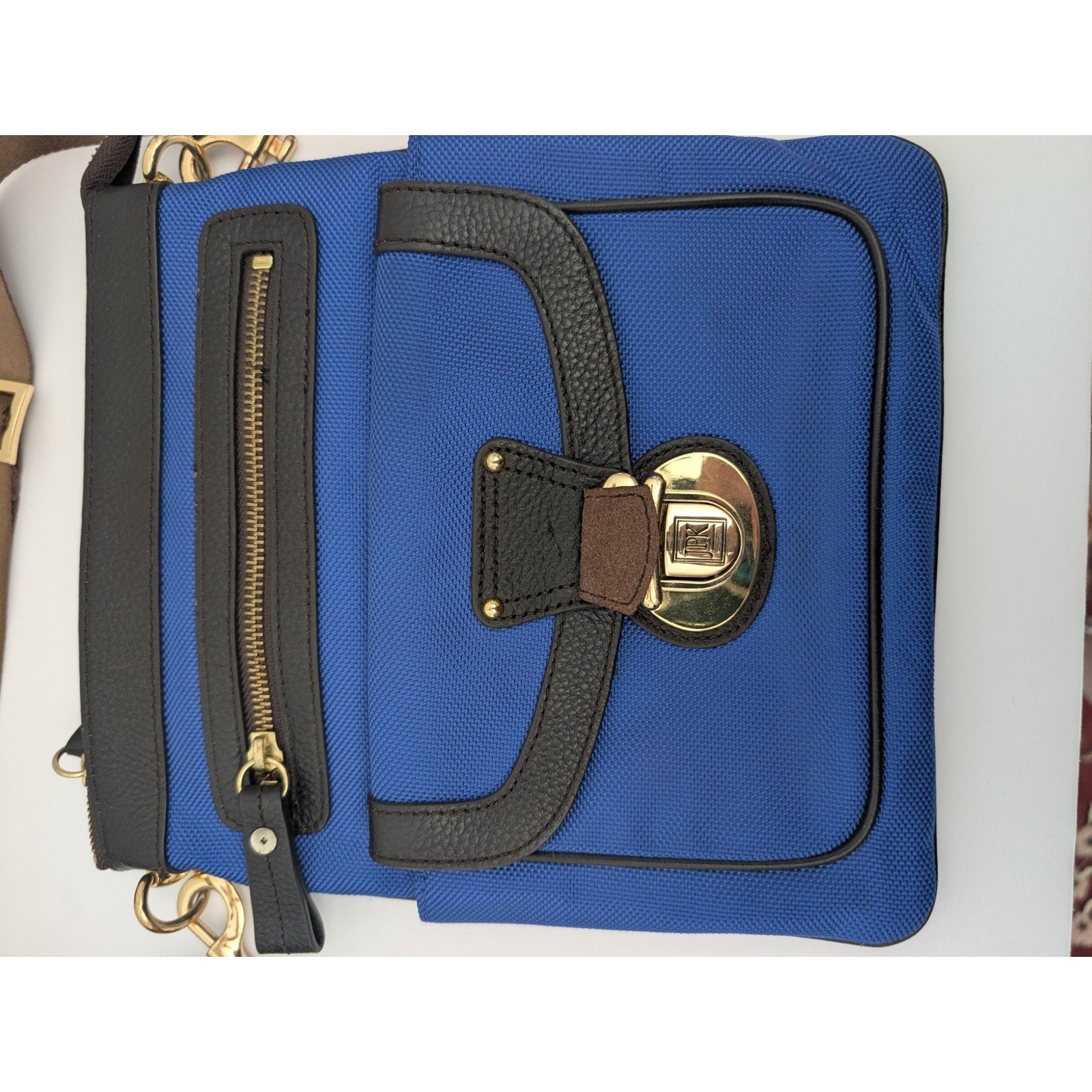 JPK Paris 75 Blue Nylon Crossbody Bag Messenger Purse Floral Interior
