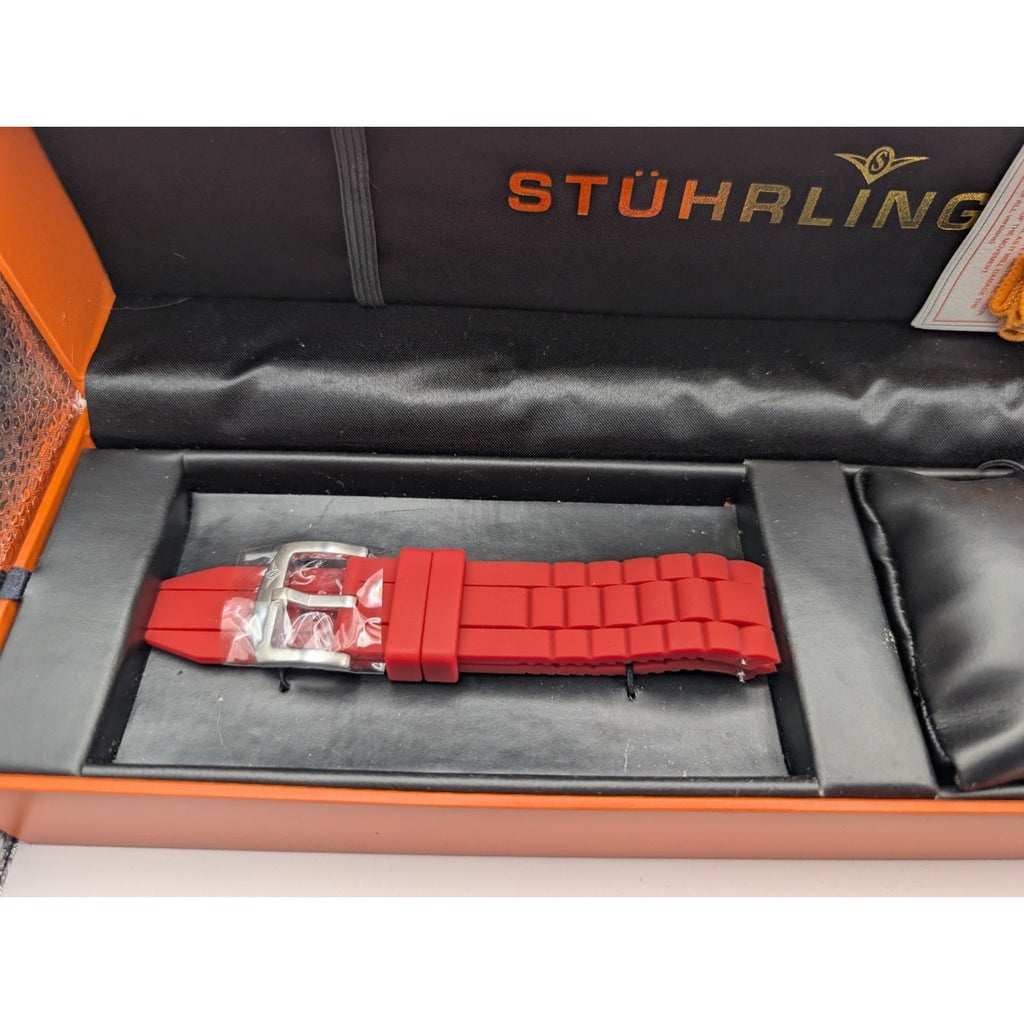 Stührling Original Professional Diver 200M Watch Swiss Quartz Red Bezel New