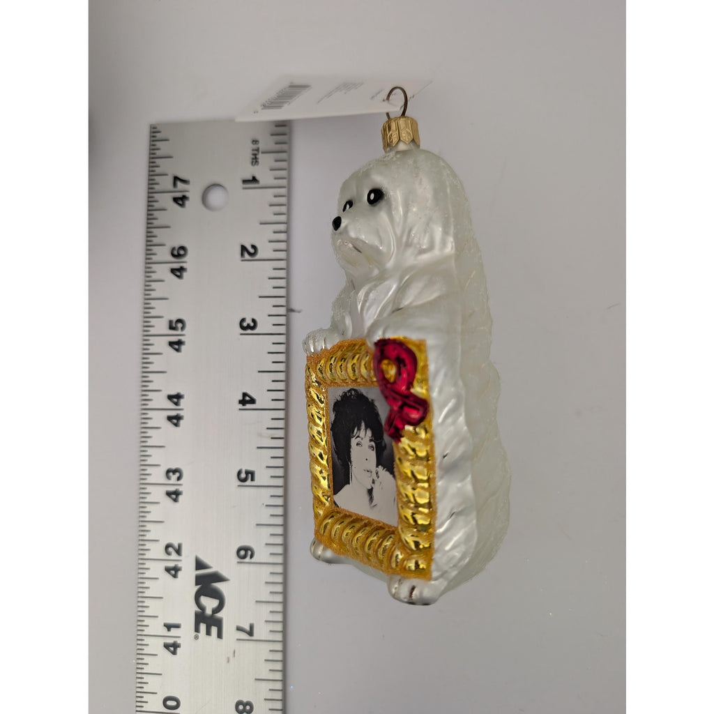 Christopher Radko Sugar Holiday 1998 Elizabeth Taylor AIDS Foundation Maltese Dog Ornament