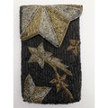 Vintage Neiman Marcus Beaded Eyeglass Case Black Silver Gold Shooting Stars Sunglasses Holder