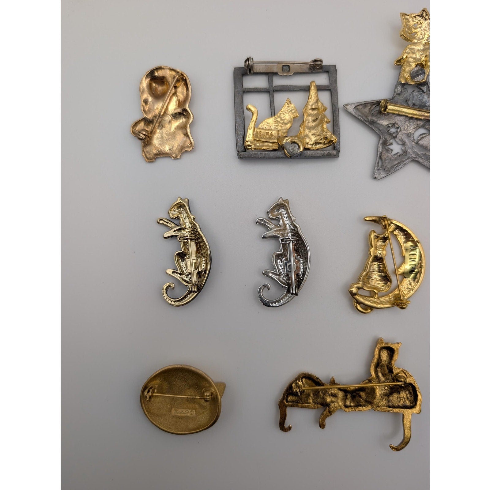 Vintage Cat Brooch Collection - 10 Piece Estate Jewelry Lot - JJ and Ultra Craft