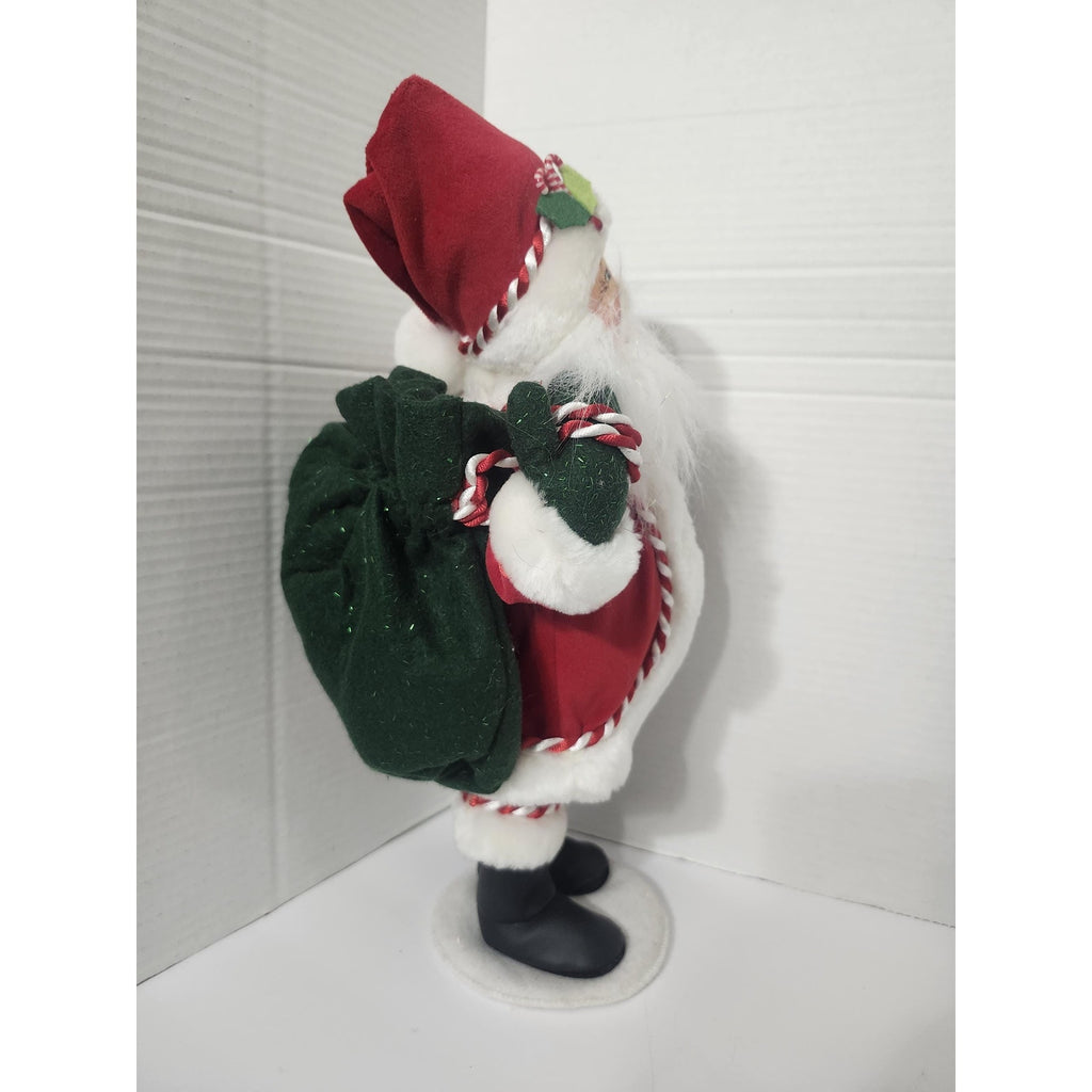 Annalee Mobilitee Dolls Christmas Santa Claus Figure with Green Toy Bag New