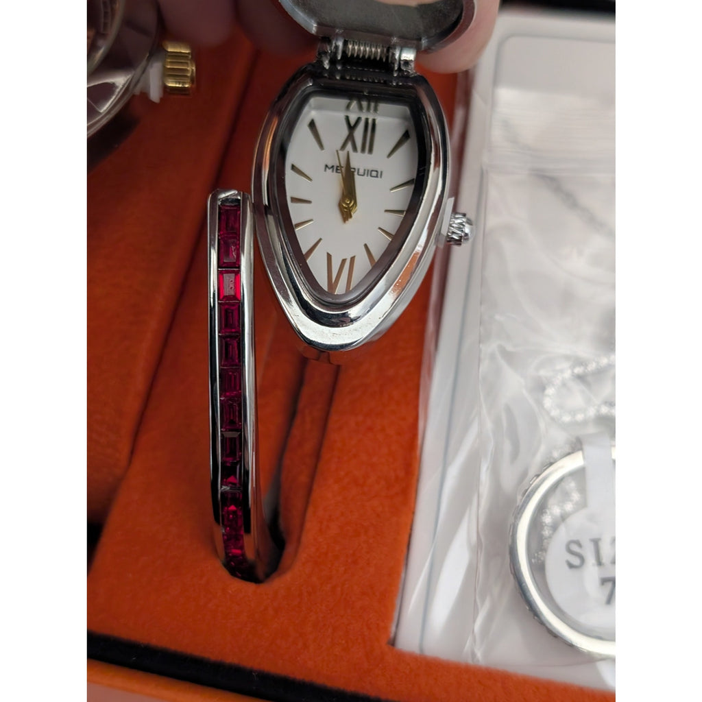 Meiruiqi Men's & Women's His & Hers Watch Set with Women's Snake Watch & Jewelry