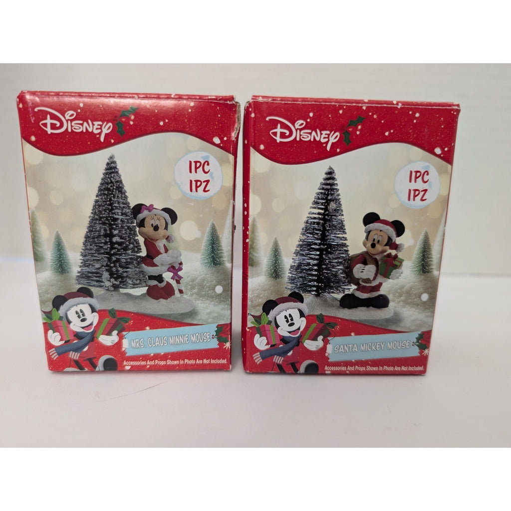 Disney Santa Mickey & Mrs. Claus Minnie Mouse Christmas Village Figurine Set