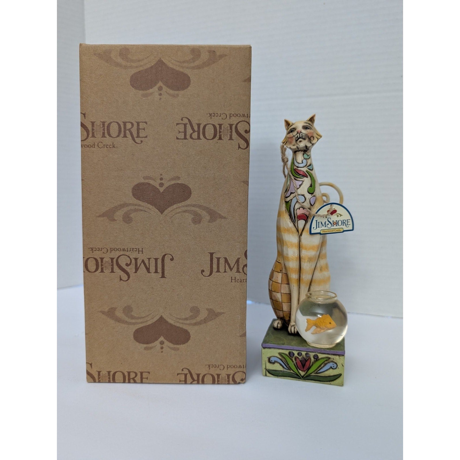 2007 Jim Shore Heartwood Creek JILLY 4009507 Cat + Fishbowl Figurine In Box