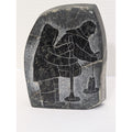 Inuit Soapstone Etching Ice Fishing Scene Canada Eskimo Art