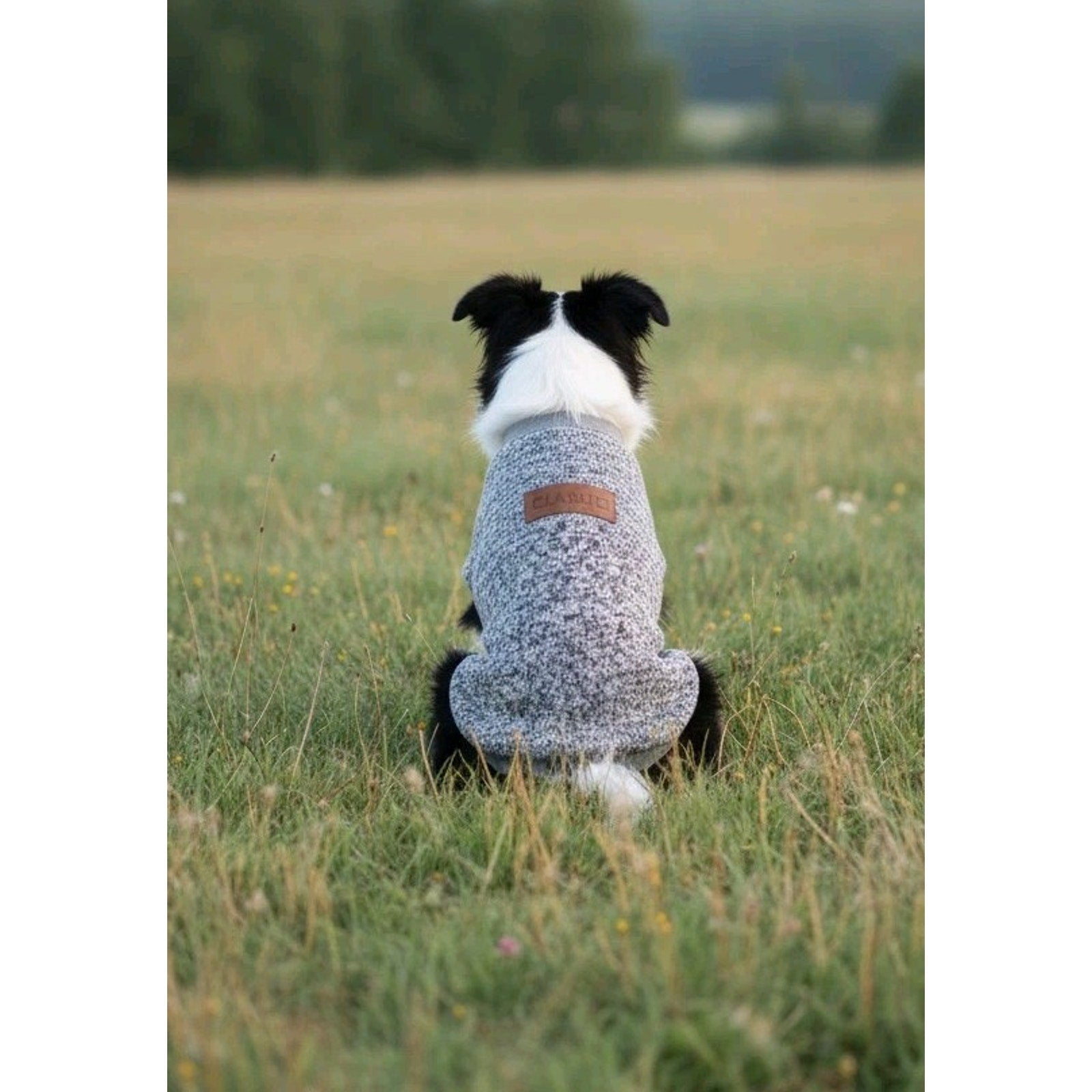 Classic Grey Marled Knit Dog Sweater Fleece Lined Size XL Extra Large