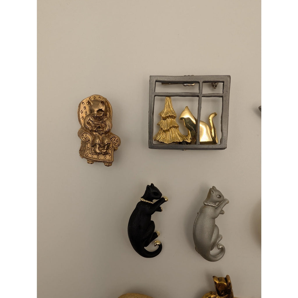 Vintage Cat Brooch Collection - 10 Piece Estate Jewelry Lot - JJ and Ultra Craft