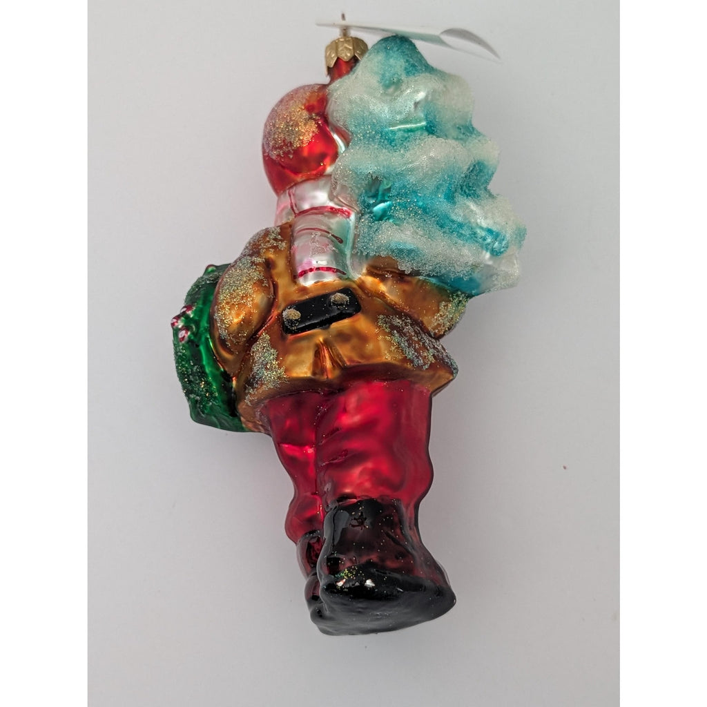 Christopher Radko 1996 Boy with Christmas Tree and Wreath Glass Ornament Made in Poland
