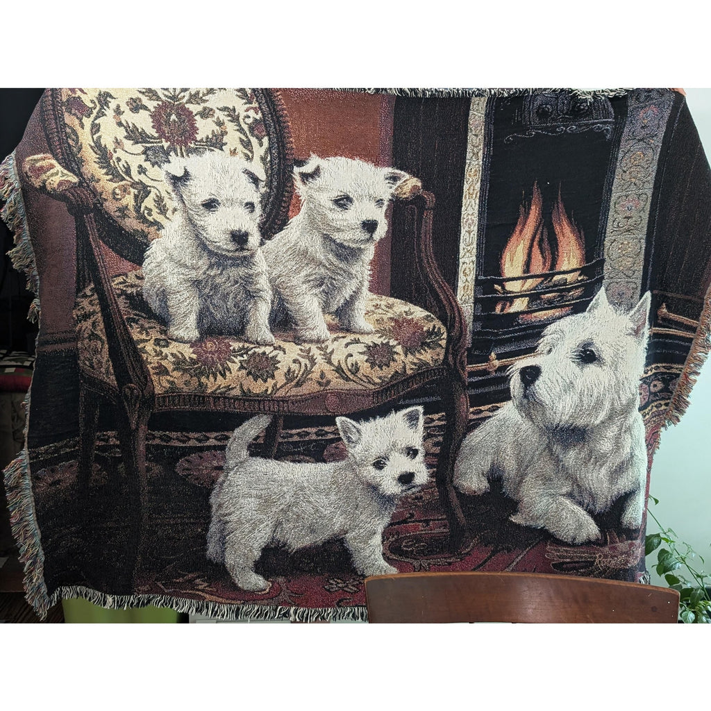 1135-T Pure Country Weavers Westie Tapestry Blanket Robert May Vintage Cotton Throw