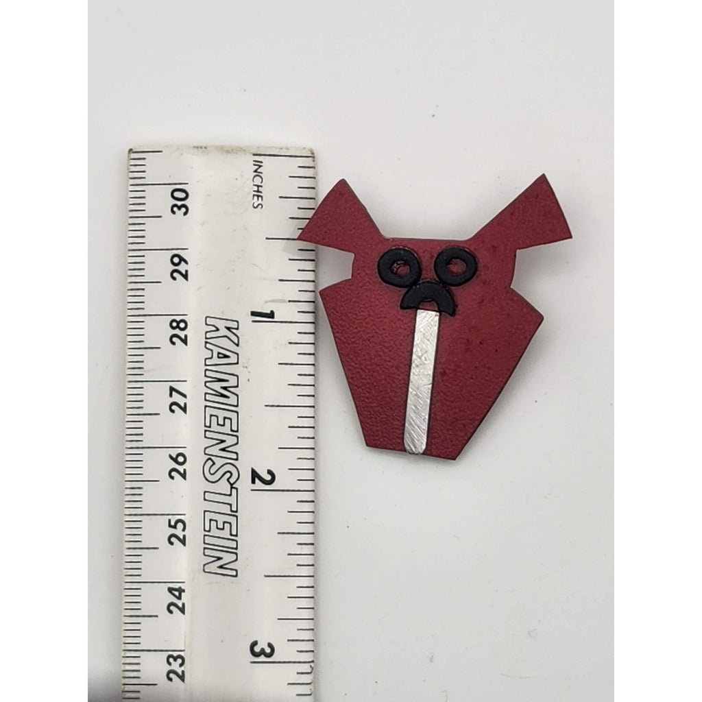Vintage Red Geometric Dog Brooch Pin Abstract Avant Garde Face Jewelry