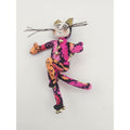 Vintage Whimsical Fabric Jester Cat Brooch Pin Soft Sculpture Art Novelty Jewelry