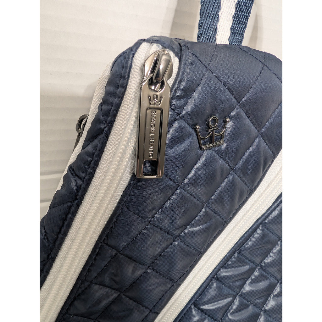 Oliver Thomas Navy Quilted Sling Backpack Dog Print Lining with Pouch