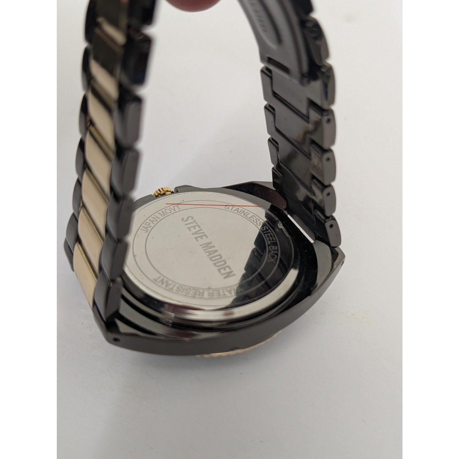 Steve Madden Men's Two-Tone Black & Gold Watch Designer Divers Style