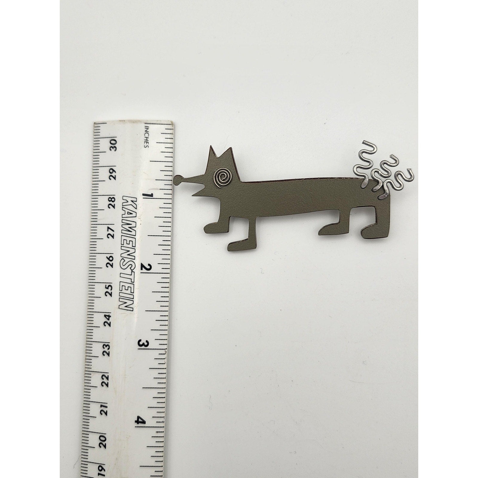 Vintage Grey Geometric Dachshund Dog Brooch Pin Abstract Avant Garde Novelty