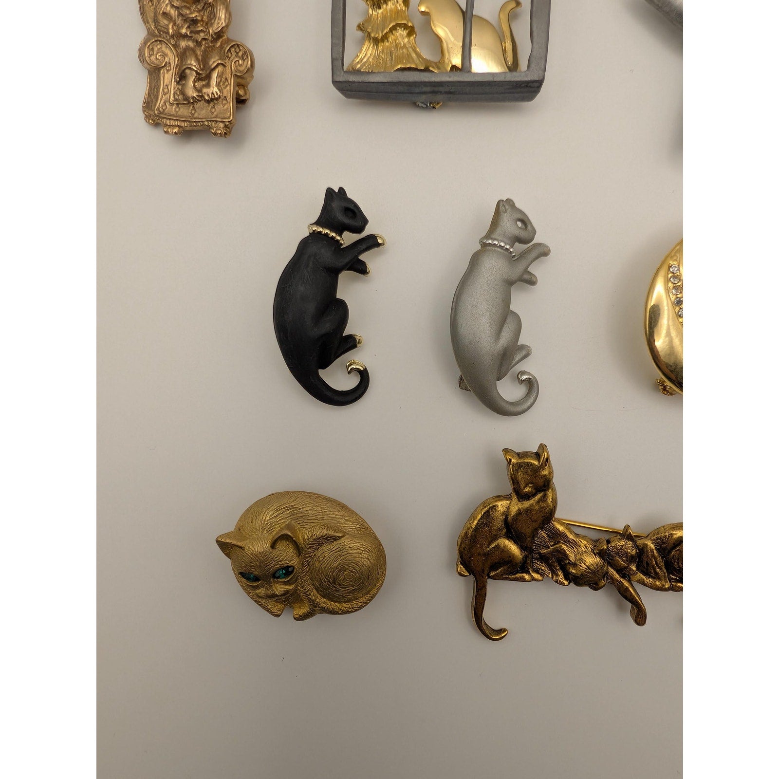 Vintage Cat Brooch Collection - 10 Piece Estate Jewelry Lot - JJ and Ultra Craft