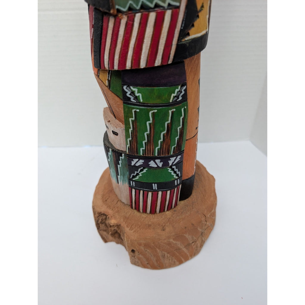24" Signed B. Jones "Spider Woman" Large Navajo Polychrome Wood Sculpture