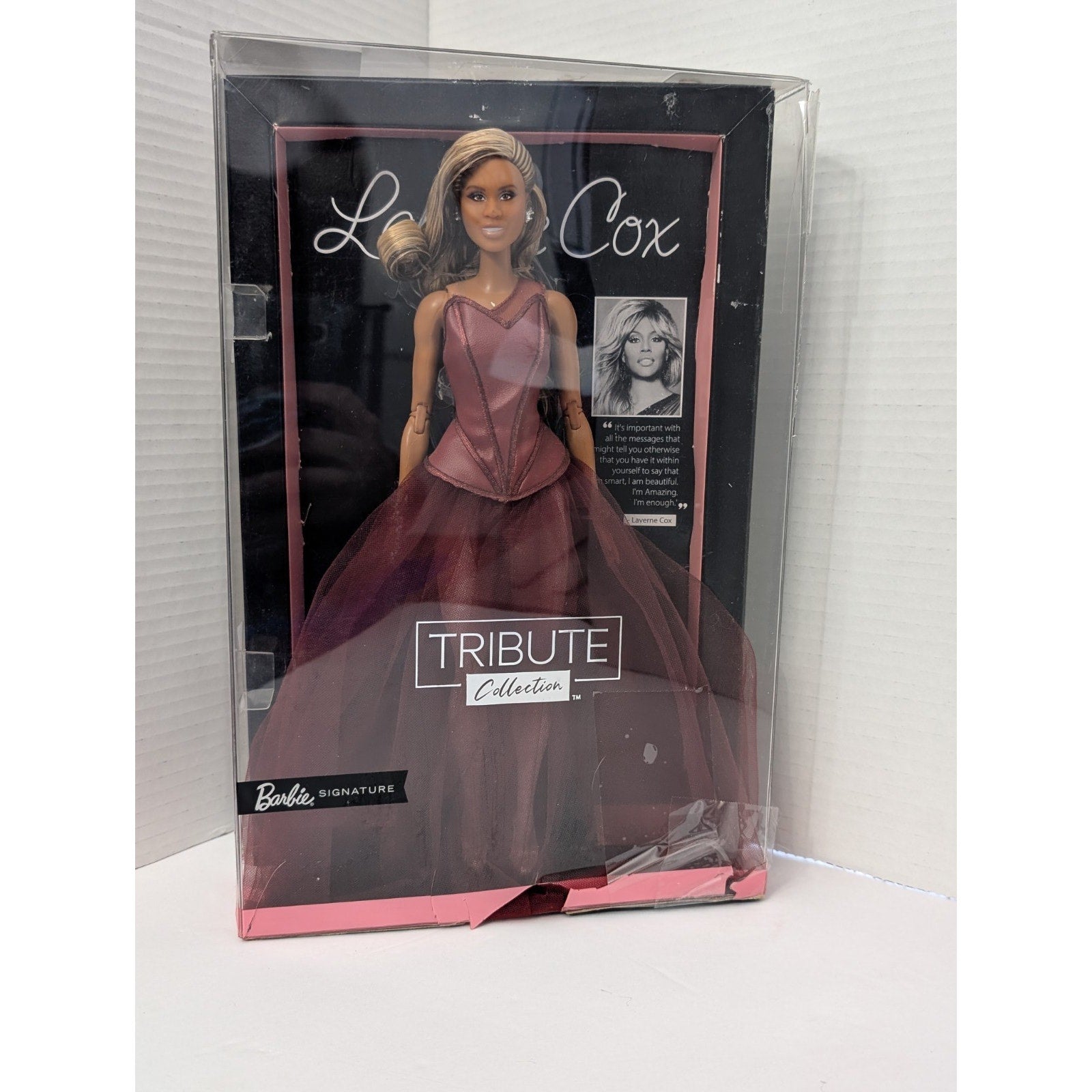 Barbie Signature Tribute Collection Laverne Cox Doll Mattel HHP86 Damaged Box
