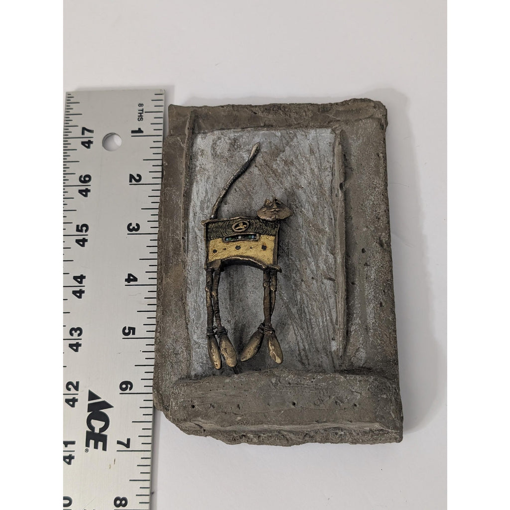 Moti Limited Edition 23/200 Whimsical Cat Art Brooch with Plaster Display Stand