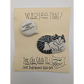 Vintage Jude Holdsworth Porcelain Cat Pin Set Finicky and Proud Brooch with Speech Bubble