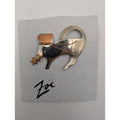 Signed Zoë Artisan Mixed Metal Celestial Cat Brooch with Stars