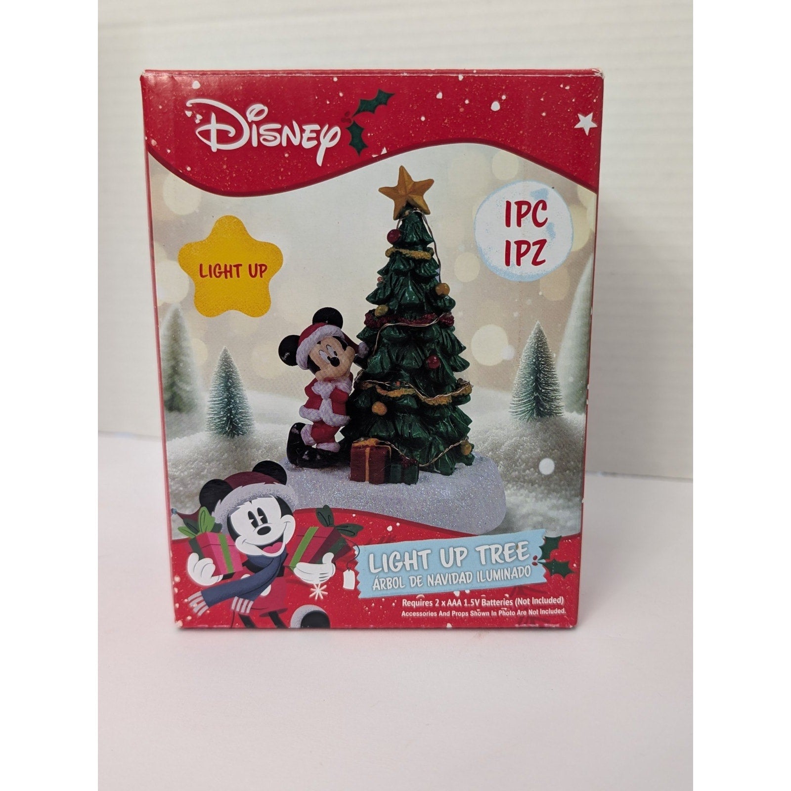 Disney Mickey Mouse Light Up Christmas Tree Figurine Holiday Village Decor