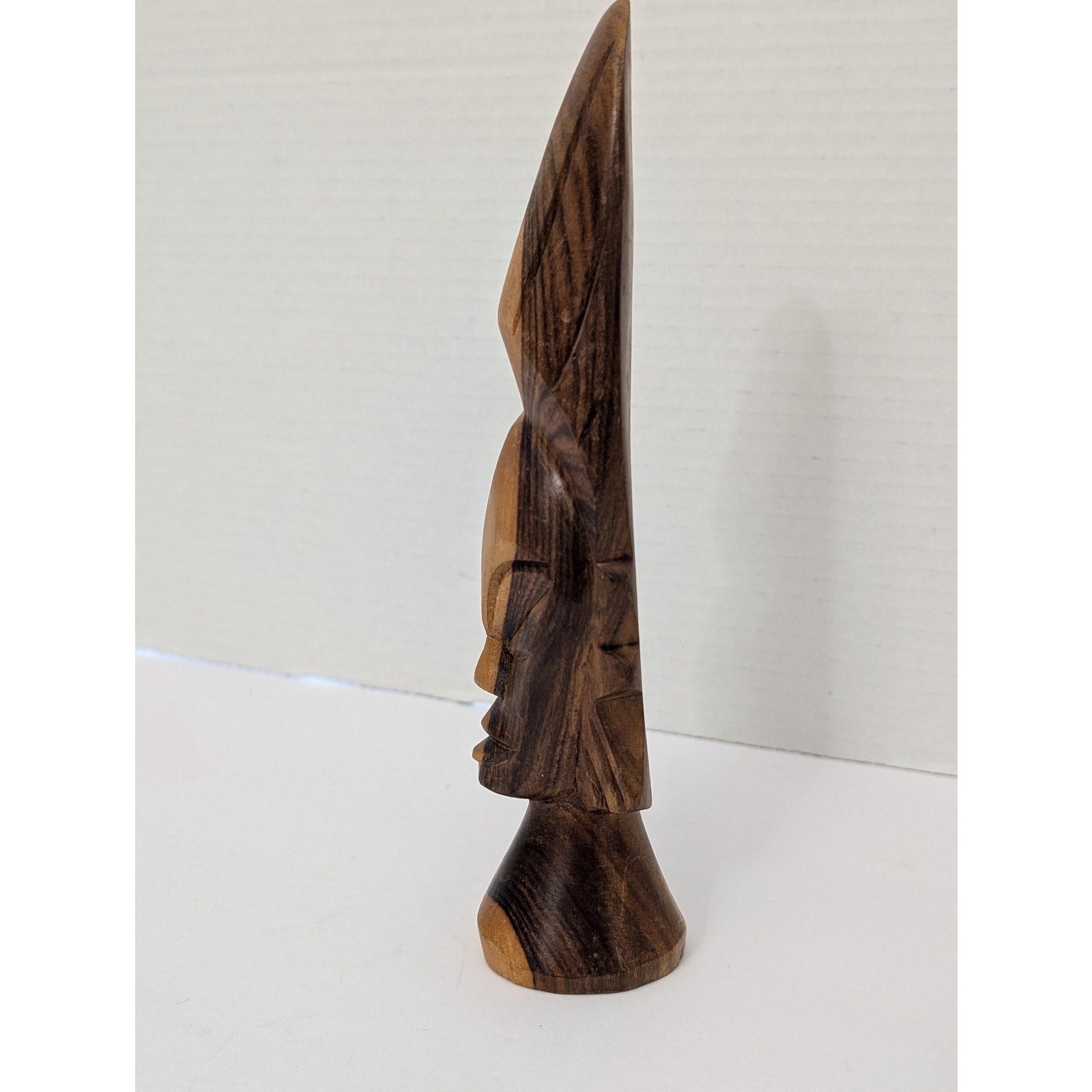 Vintage Hand Carved Ebony Wood African Bust Mid Century Modern Tribal Sculpture
