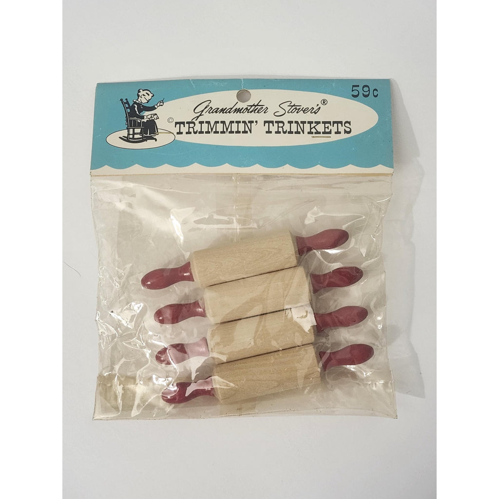 Vintage Grandmother Stover's Miniature Rolling Pins Toy Trimming Trinkets Bag