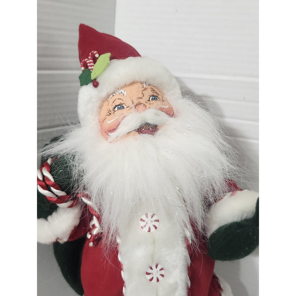 Annalee Mobilitee Dolls Christmas Santa Claus Figure with Green Toy Bag New