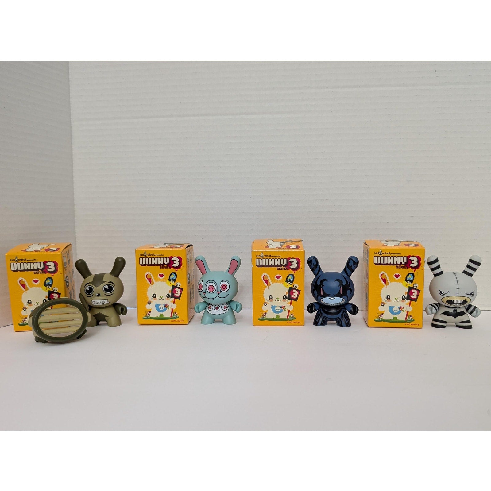 Rare Kidrobot Dunny Series 3 (2006) 4-Figure Set: Ron English, Touma Chase, Damon Soule, Craola Greg Simkins - 3" Vinyl Art Toys with Boxes