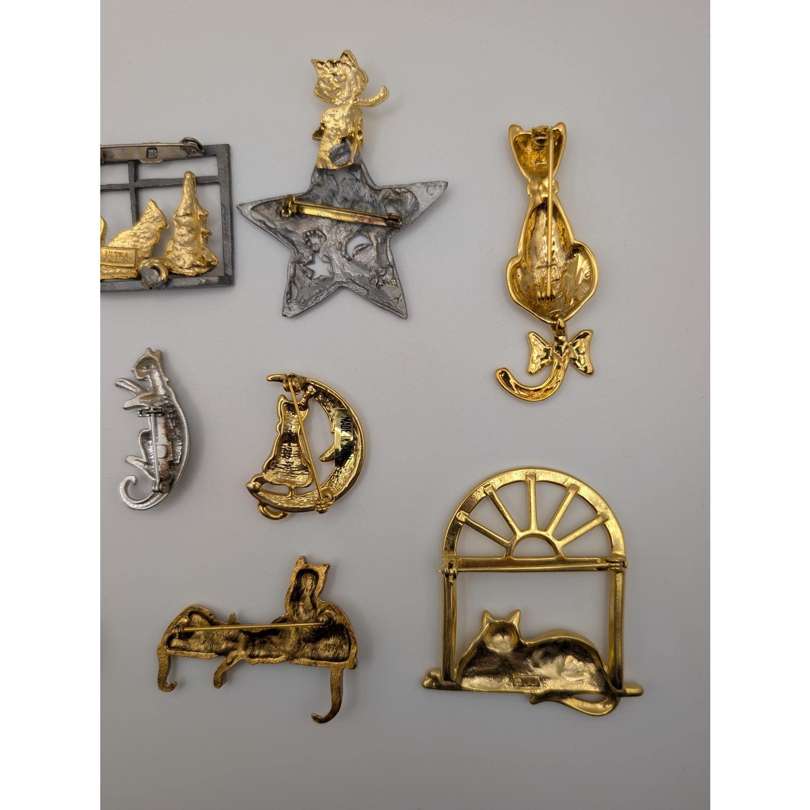 Vintage Cat Brooch Collection - 10 Piece Estate Jewelry Lot - JJ and Ultra Craft