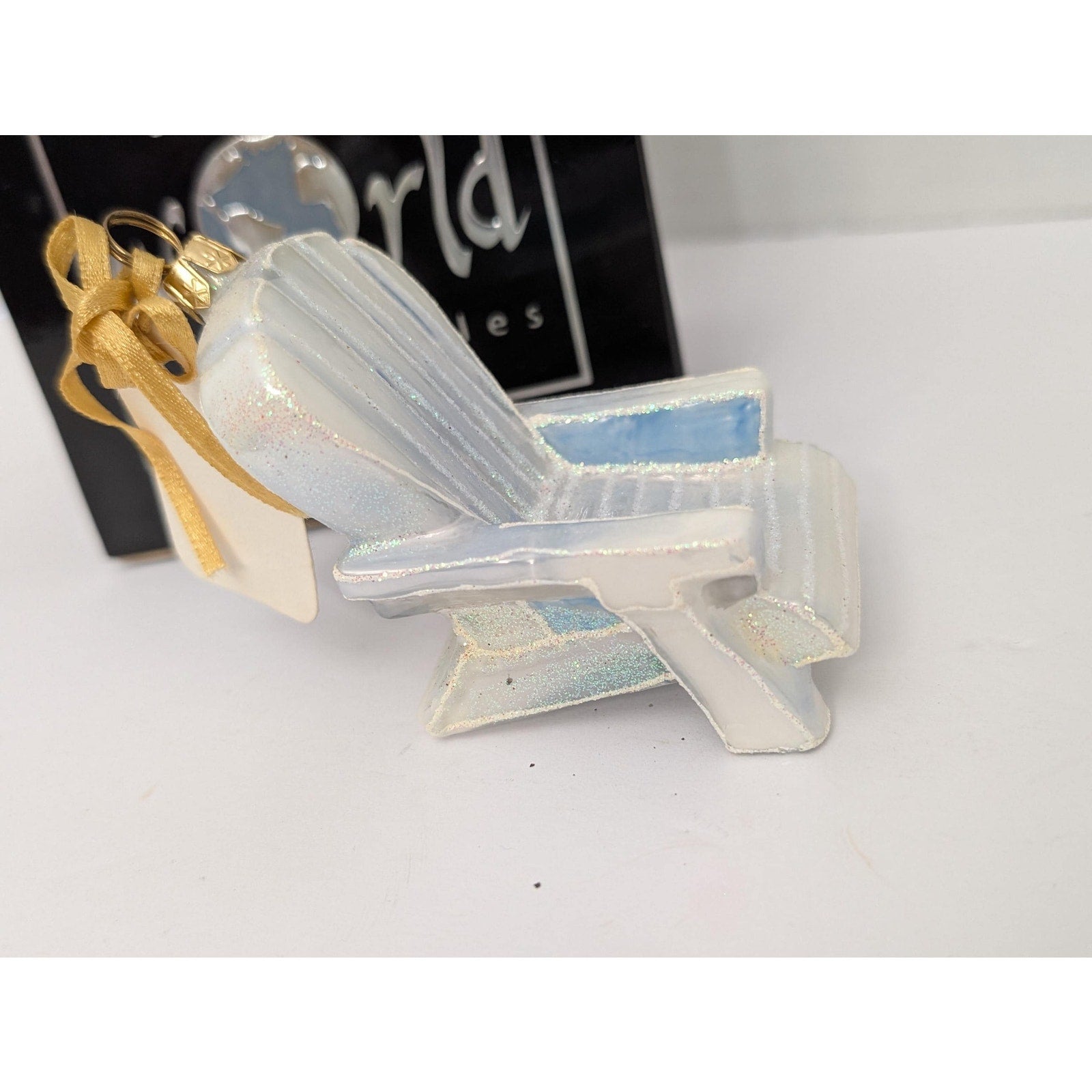 Joy To The World White Adirondack Beach Chair Glass Ornament ZKP1833 Boxed Coastal Decor