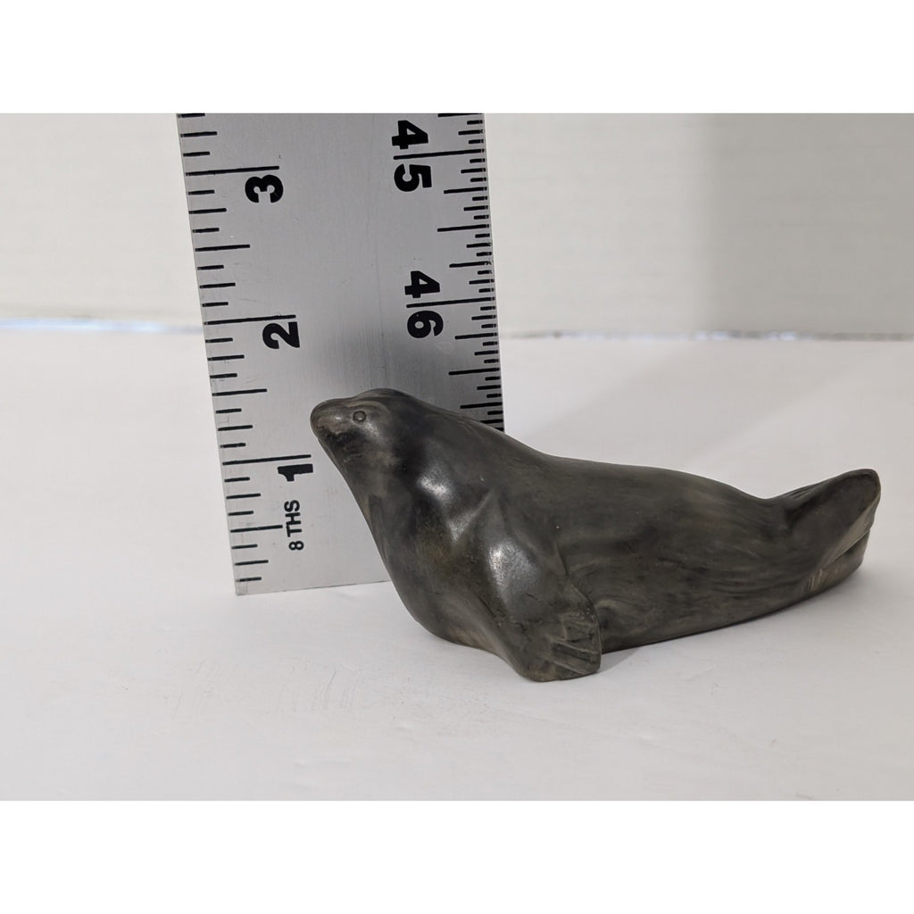 Vintage Seal Figurine Marbled Grey Faux Soapstone Sculpture Canadian Style