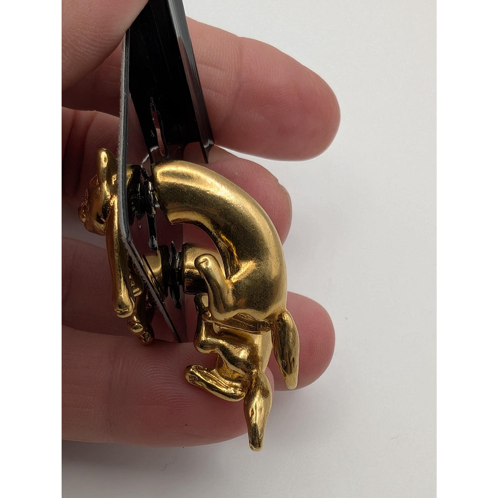 Vintage Gold Cat EAR-lusion Earrings - Whimsical Front and Back Illusion Studs