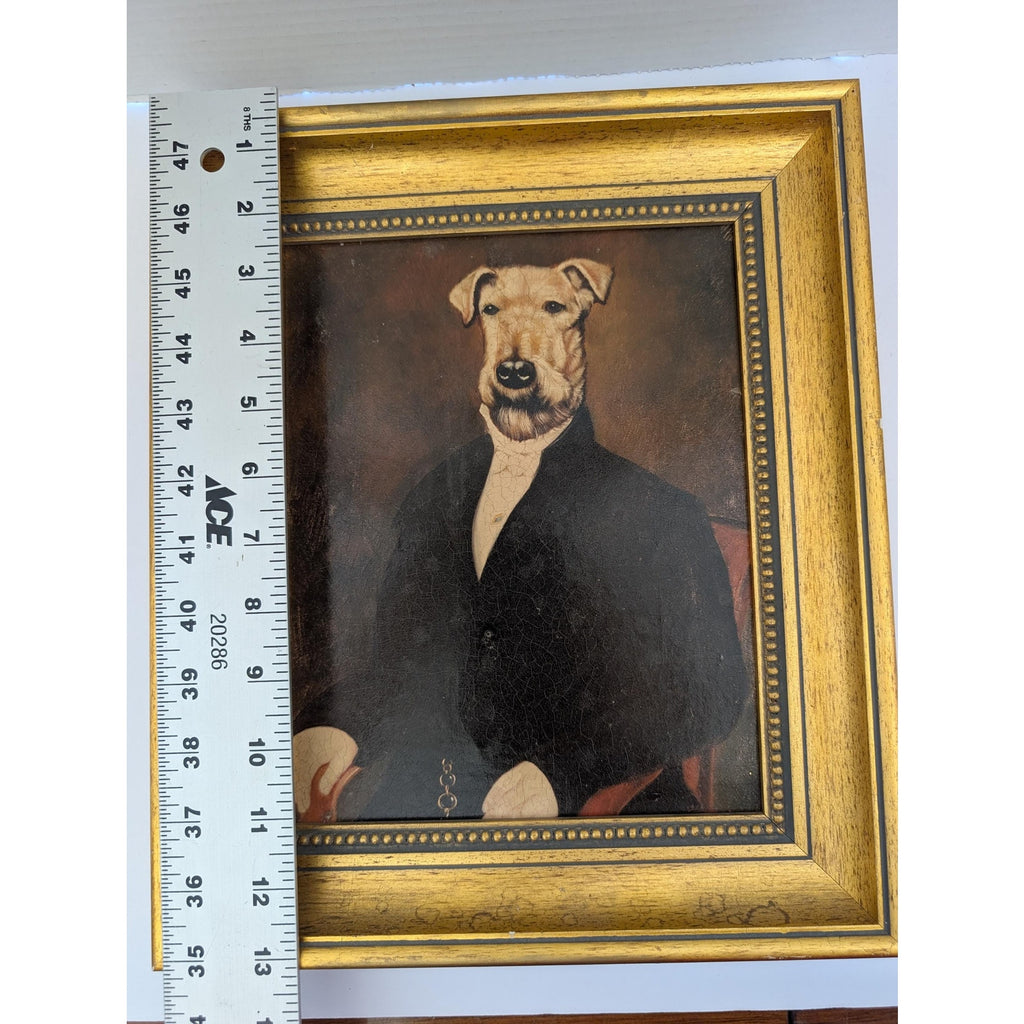 Henry Pealani Anthropomorphic Airedale Terrier Oil Painting Framed Dog Portrait Gentleman Decor