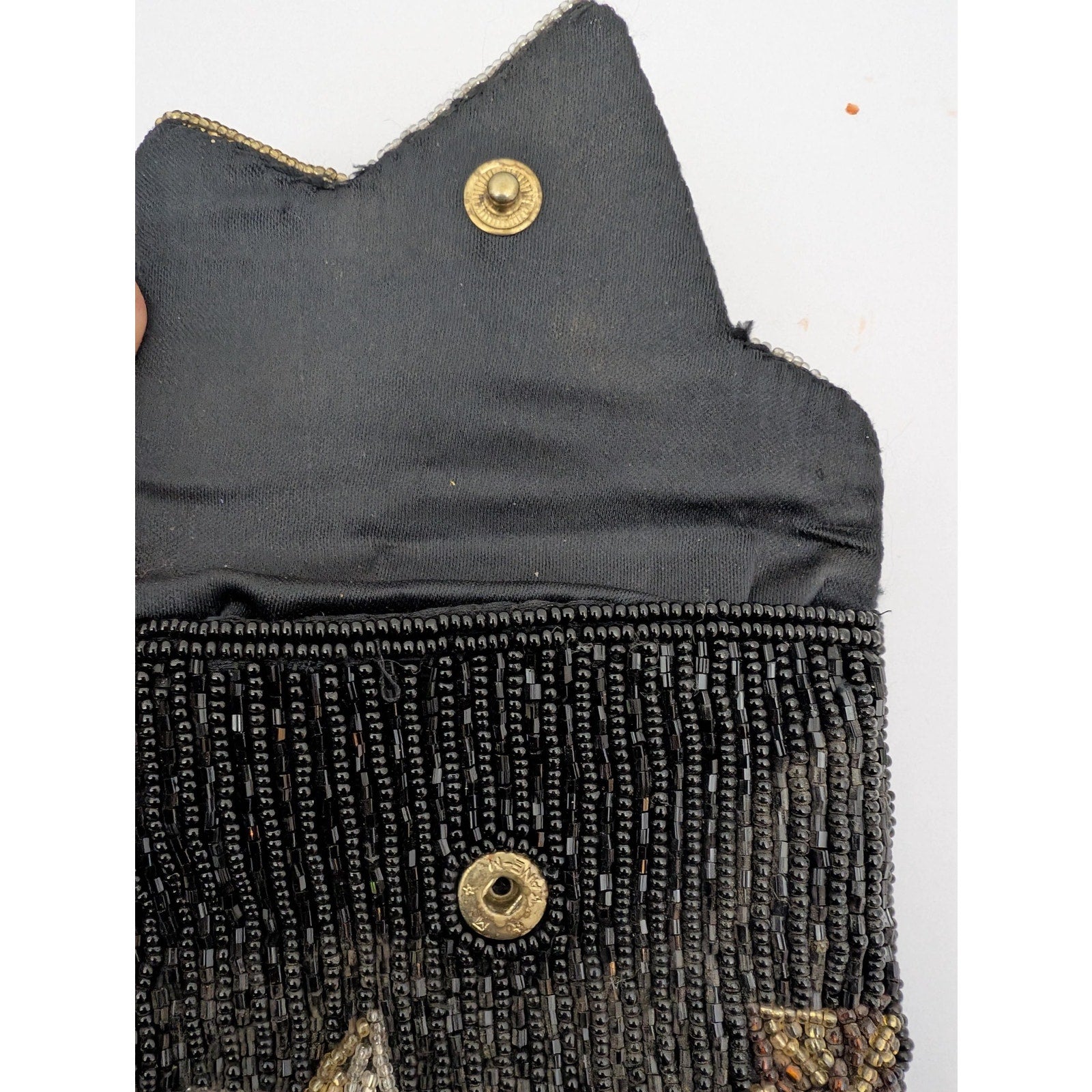 Vintage Neiman Marcus Beaded Eyeglass Case Black Silver Gold Shooting Stars Sunglasses Holder