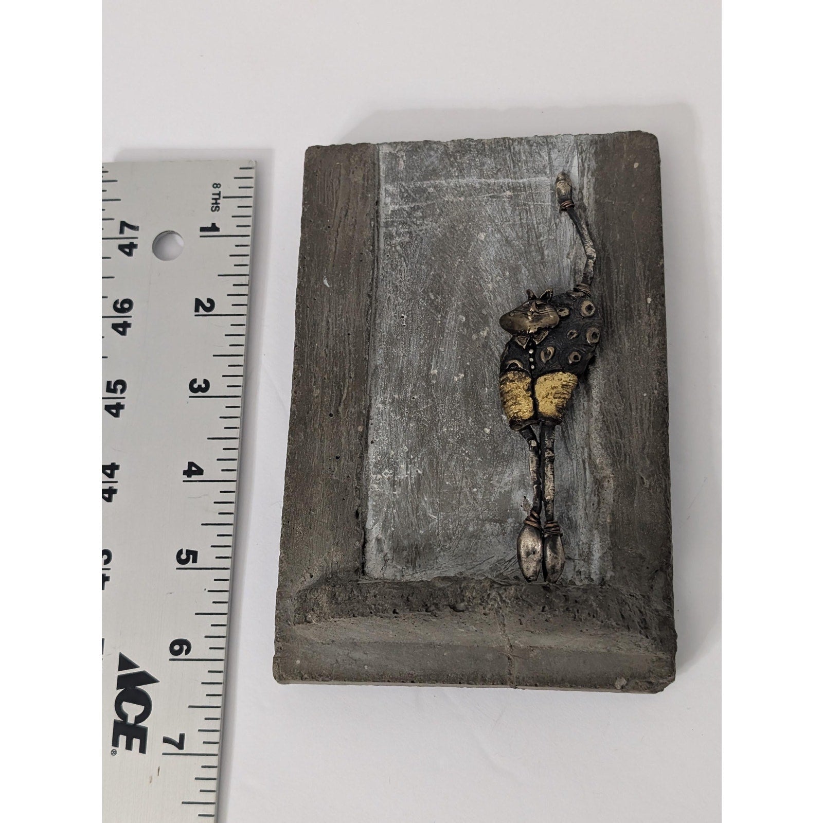 Moti Limited Edition Whimsical Cat Art Brooch with Plaster Display Stand