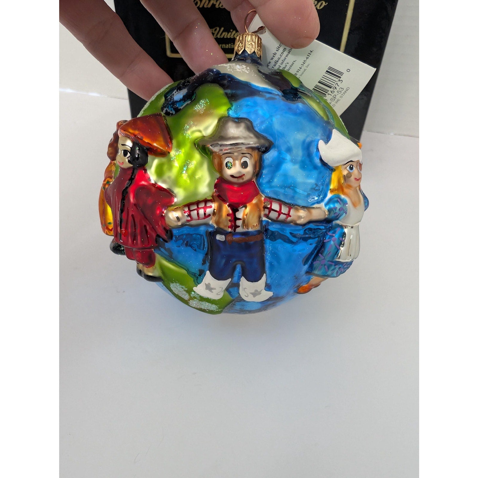 Christopher Radko United We Stand 1999 World Globe Children Glass Ornament Boxed 99-SP-53