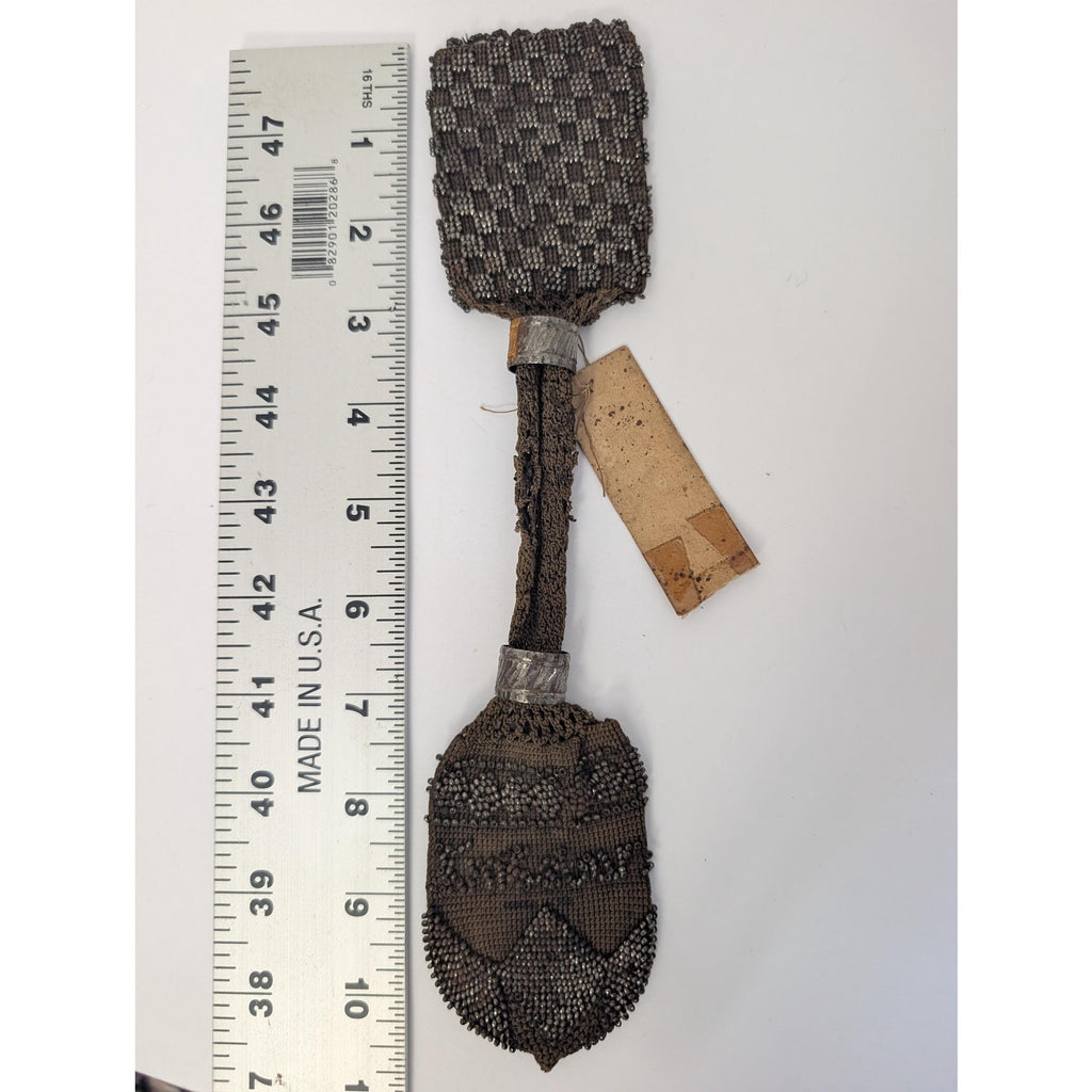 Antique Victorian Miser Purse Harriet King Provenance Hand Beaded Crochet Stocking Bag