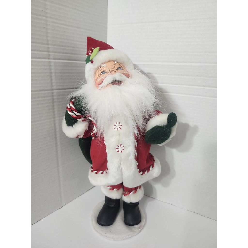 Annalee Mobilitee Dolls Christmas Santa Claus Figure with Green Toy Bag New