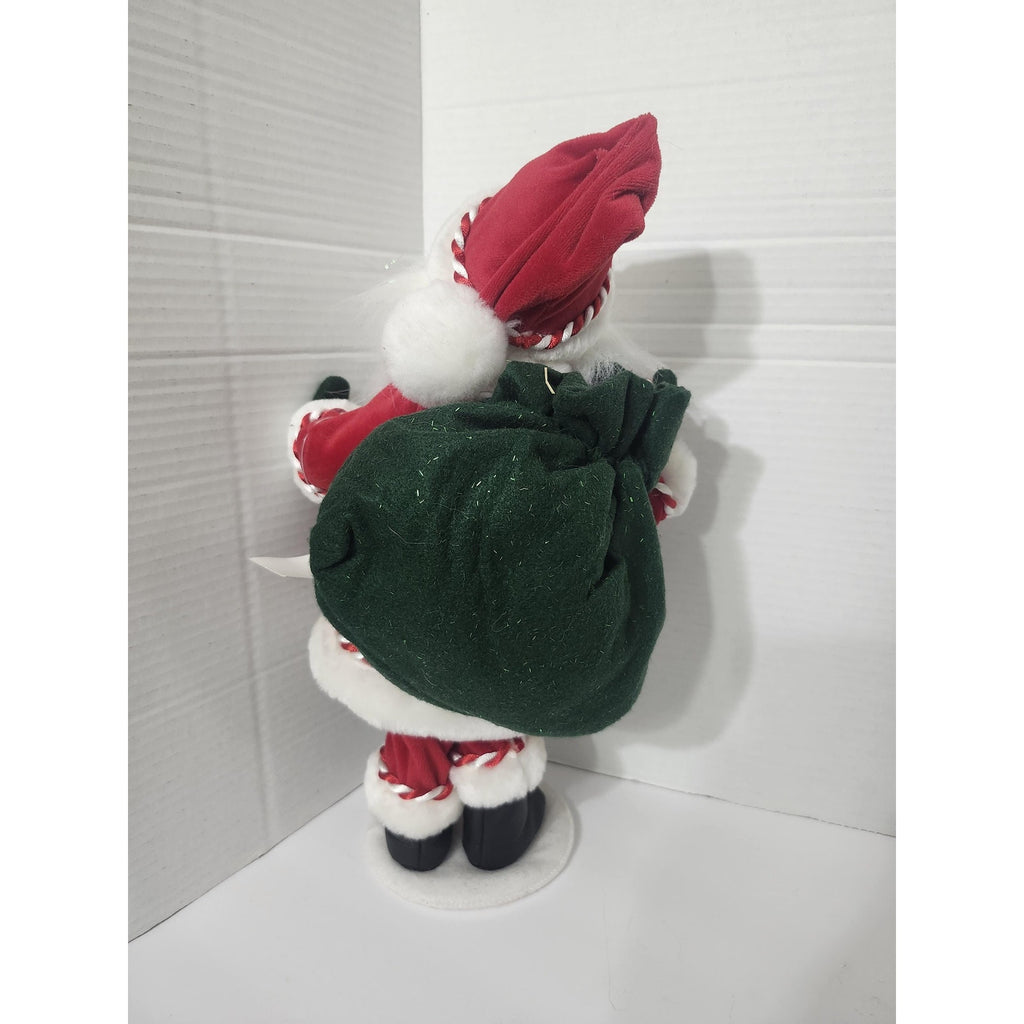 Annalee Mobilitee Dolls Christmas Santa Claus Figure with Green Toy Bag New