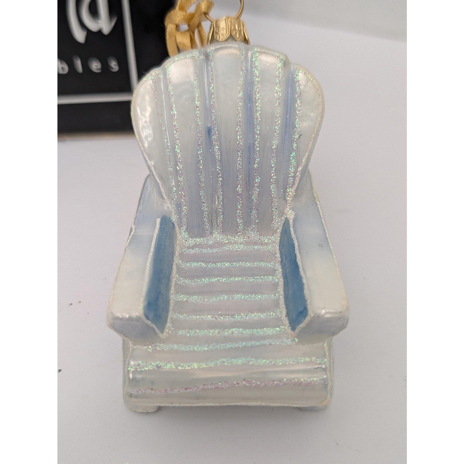 Joy To The World White Adirondack Beach Chair Glass Ornament ZKP1833 Boxed Coastal Decor