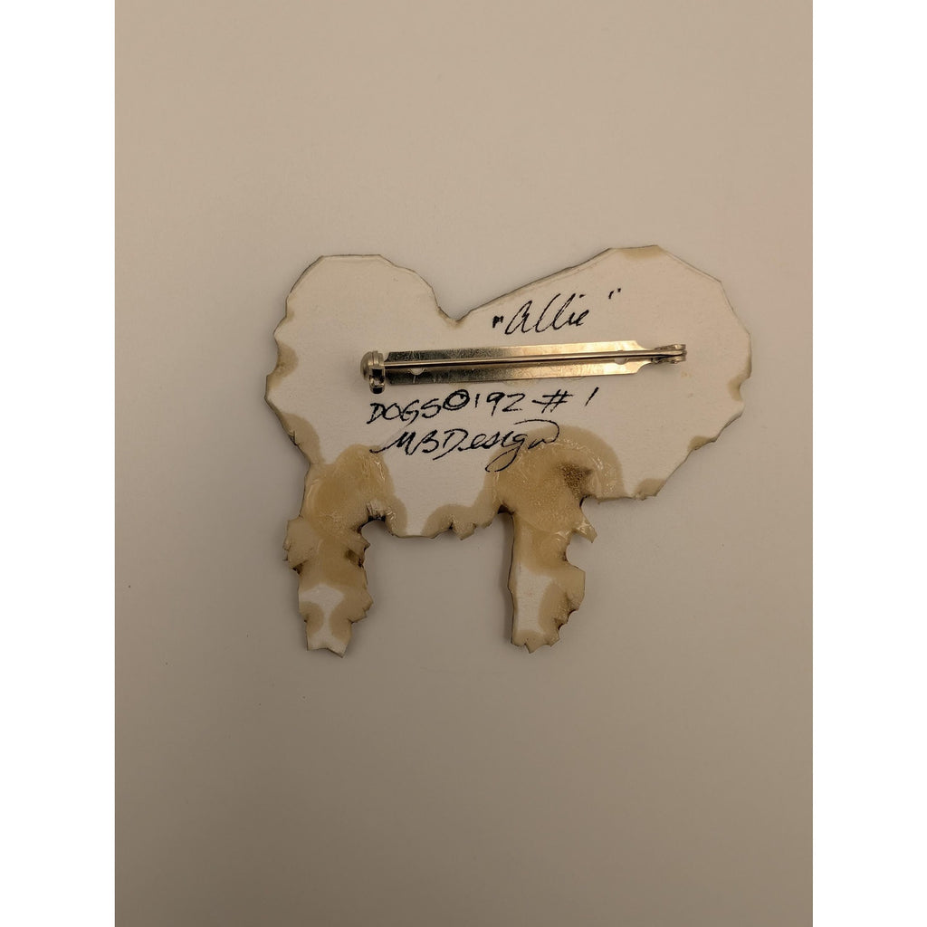 Vintage 1992 MB Design Brooch Allie the English Springer Spaniel Dog Pin signed