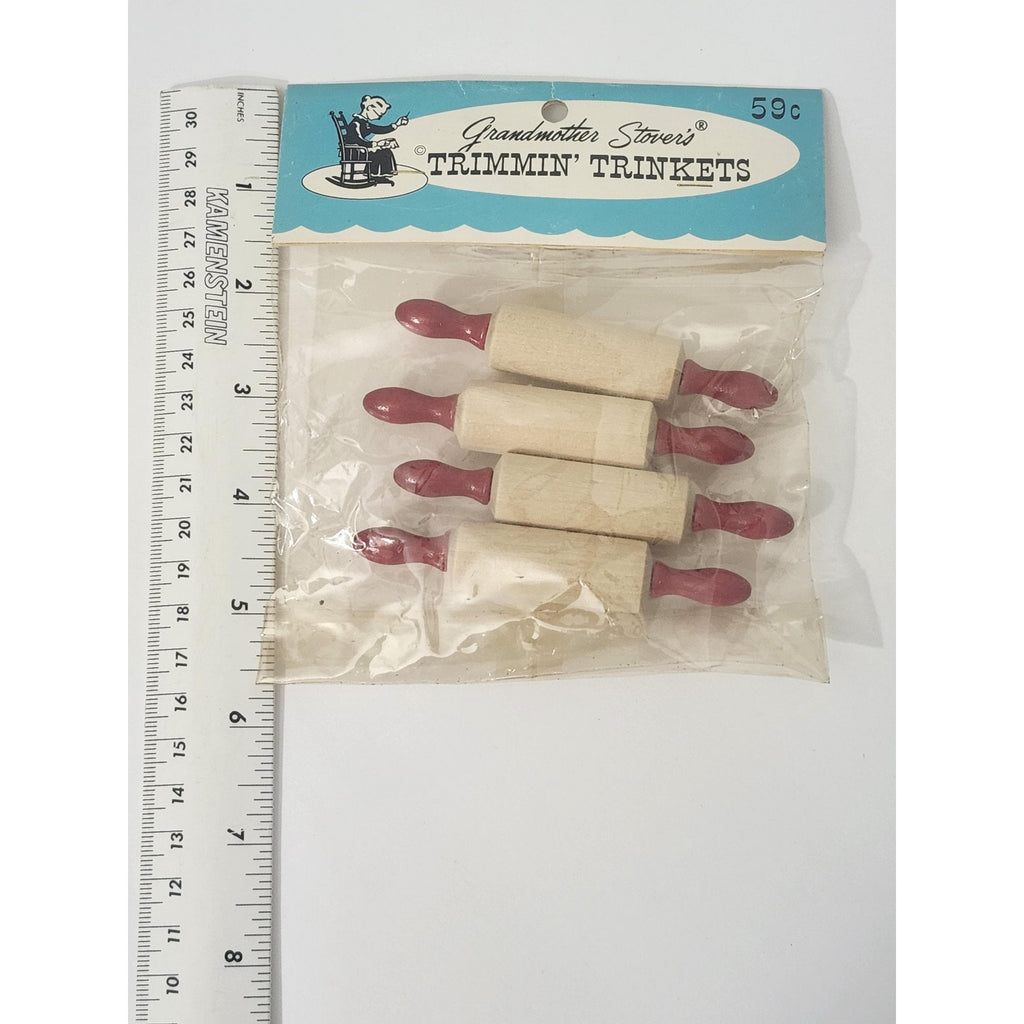 Vintage Grandmother Stover's Miniature Rolling Pins Toy Trimming Trinkets Bag