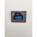 Vintage DVS Signed Black Cat Fishbowl Plastic Brooch Pin Hand Painted Whimsical Artwork