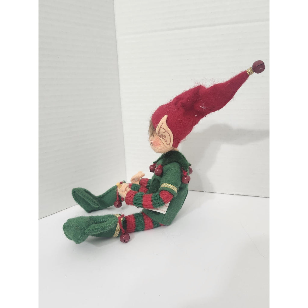 Vintage 2003 Annalee Mobilitee Christmas Elf Doll with Pencil Jingle Bells
