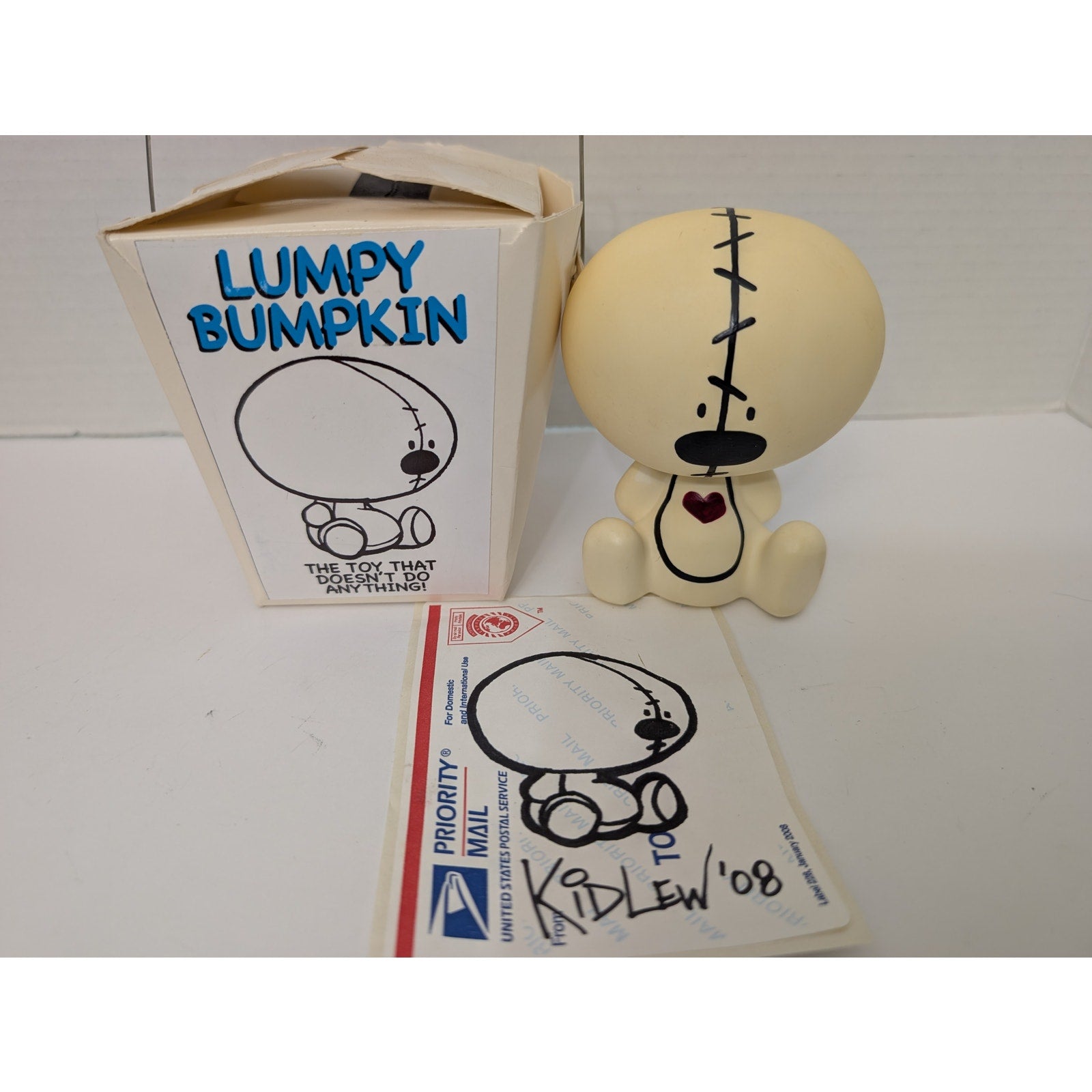 Lumpy Bumpkin Designer Vinyl Toy Kidlew 2008 Signed with Original Box and Sticker