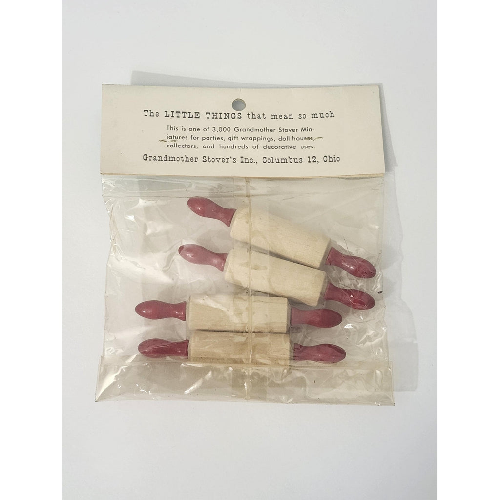 Vintage Grandmother Stover's Miniature Rolling Pins Toy Trimming Trinkets Bag