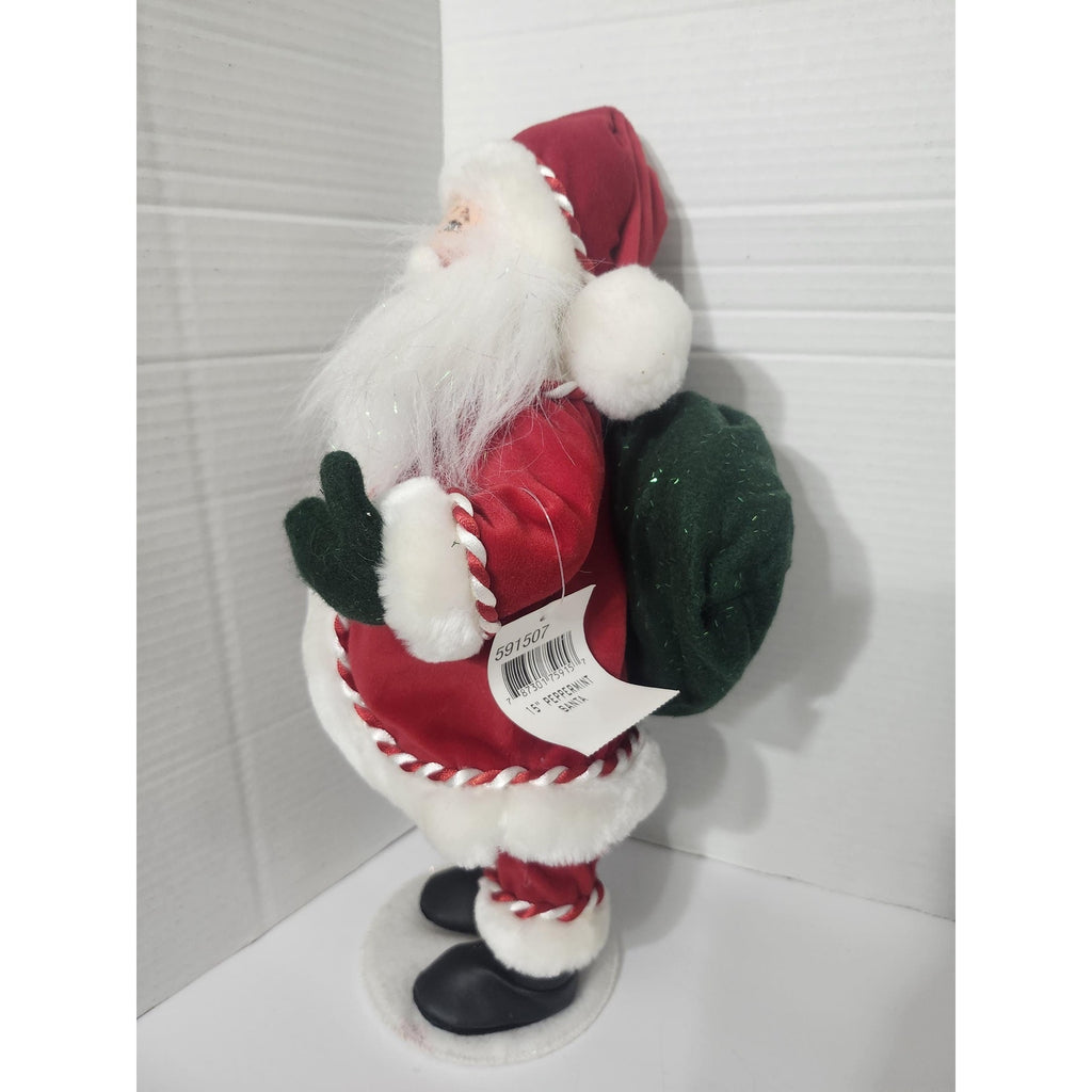 Annalee Mobilitee Dolls Christmas Santa Claus Figure with Green Toy Bag New