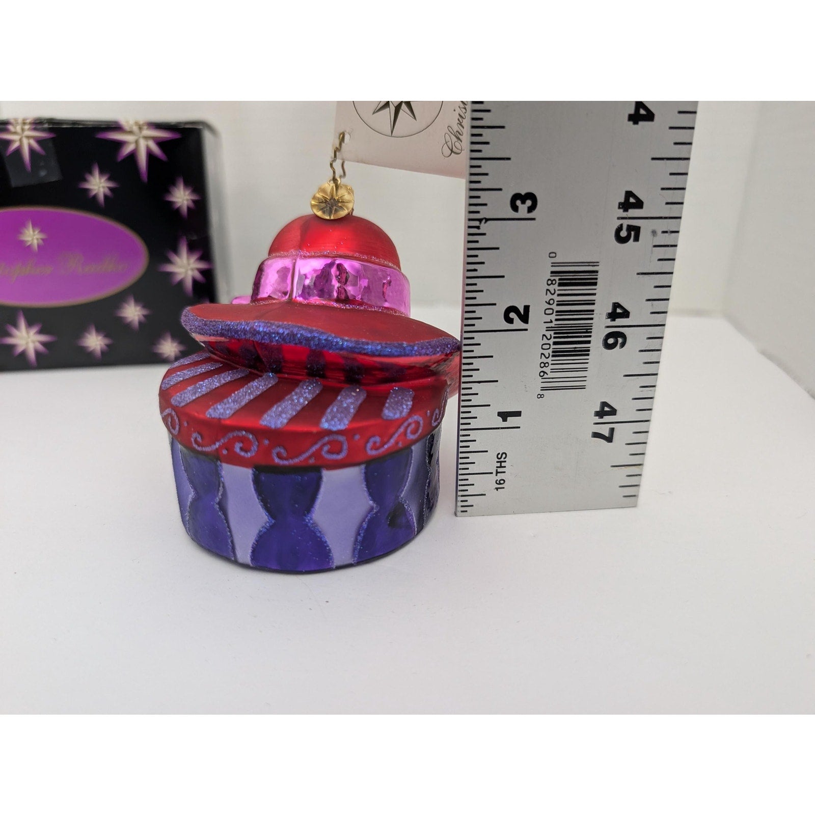 Christopher Radko On The Go Red Hat Society Glass Ornament Boxed Hatbox